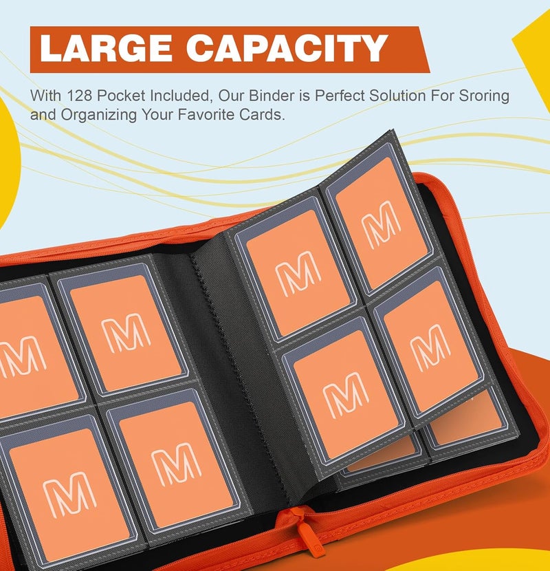 MOSLA Toploader Binder,4-Pocket Side Load Trading Card Album, Holds 128 Cards with Double-Sided Pockets for MTG, Sports Cards, Top Loader Storage - Image 2